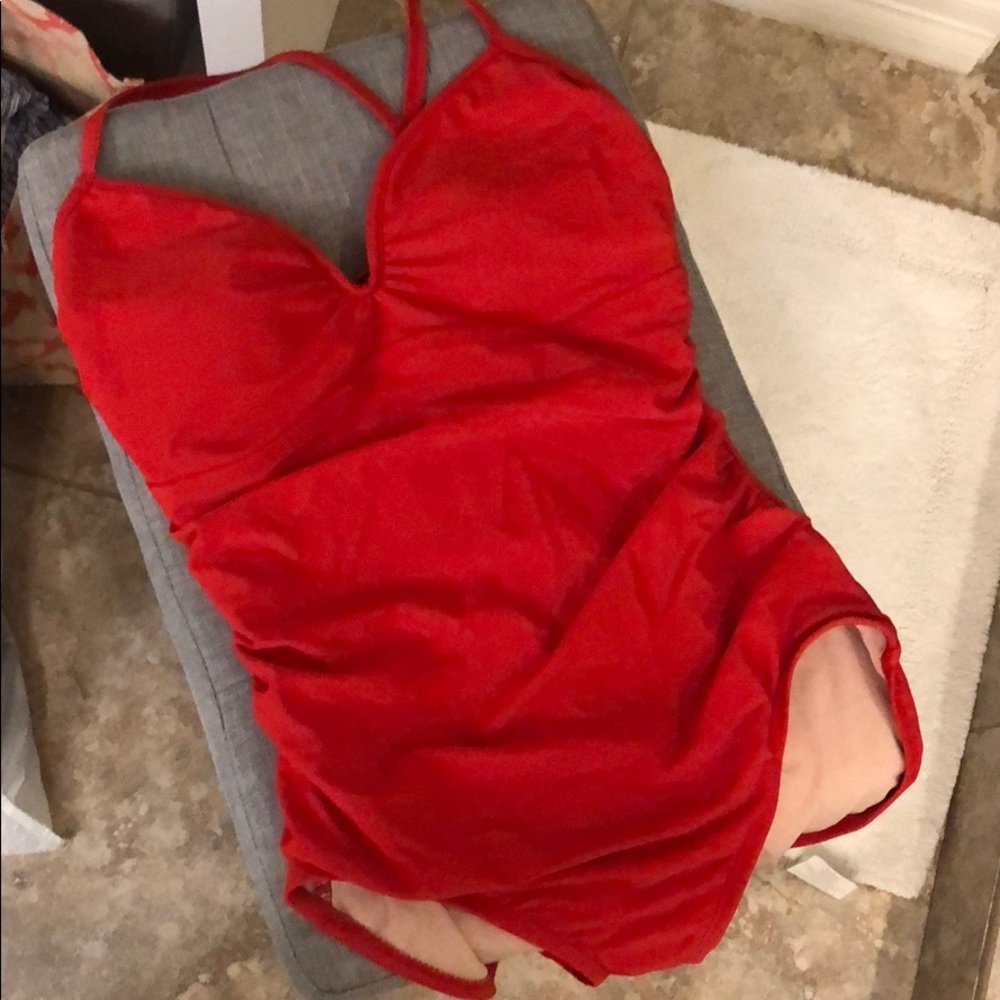 Red one piece swimsuit